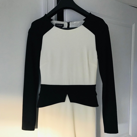 Bebe Body Con Dress With Peplum Waist - Picture 2 of 5